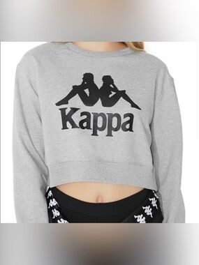 Kappa Light Gray Cropped Sweatshirt with Black Logo
